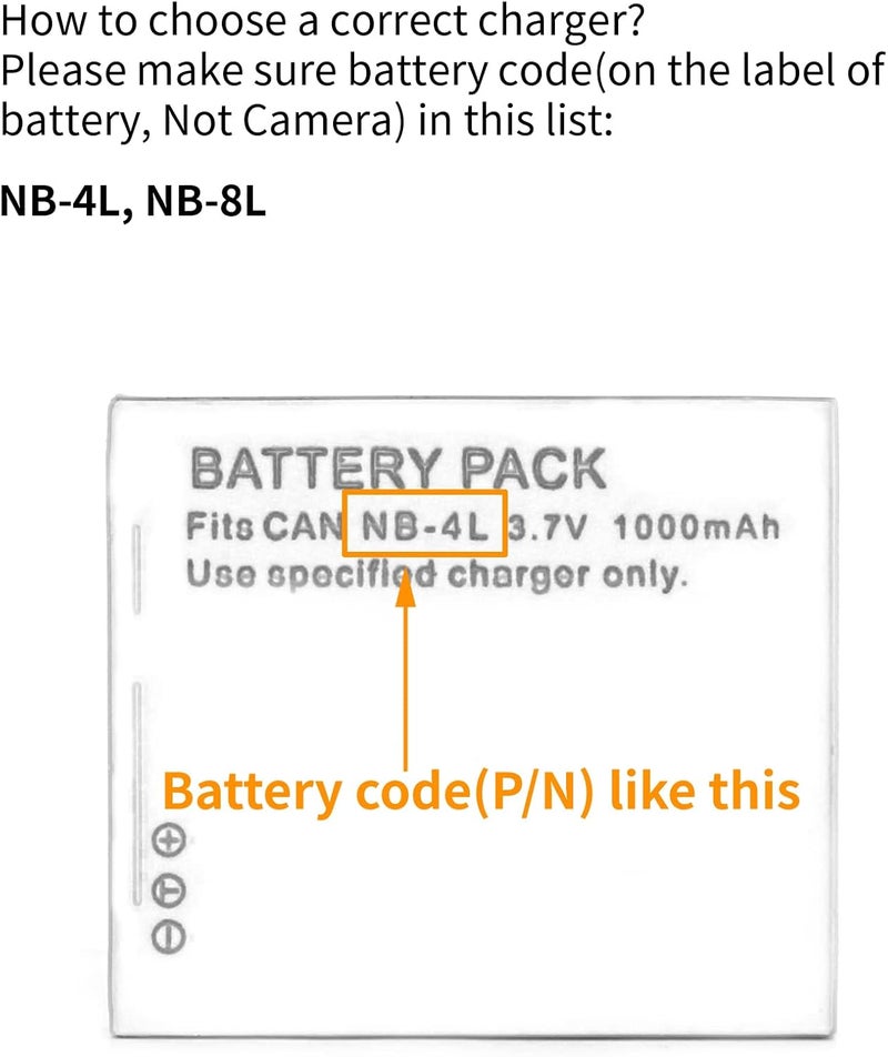 Norifon NB-4L USB Charger for Canon PowerShot SD750 SD780 is SD1000 SD1100 is SD1400 is A2200 A3100 is, IXY Digital 60, IXUS 220 HS, Digital IXUS 70 Camera and More - Image 3